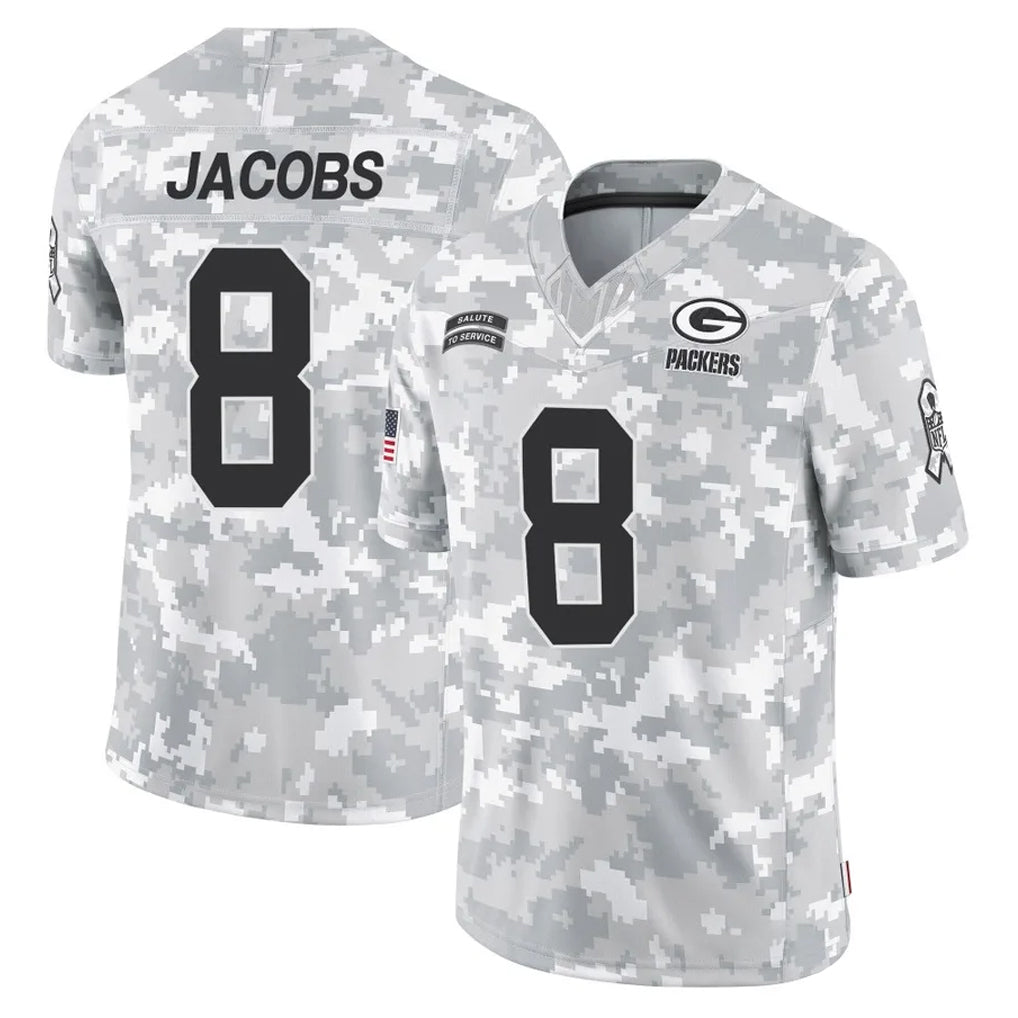 Parkc GB.Packers #8 Josh Jacobs Player Arctic Camo Salute To Service Limited Stitched Jerseys