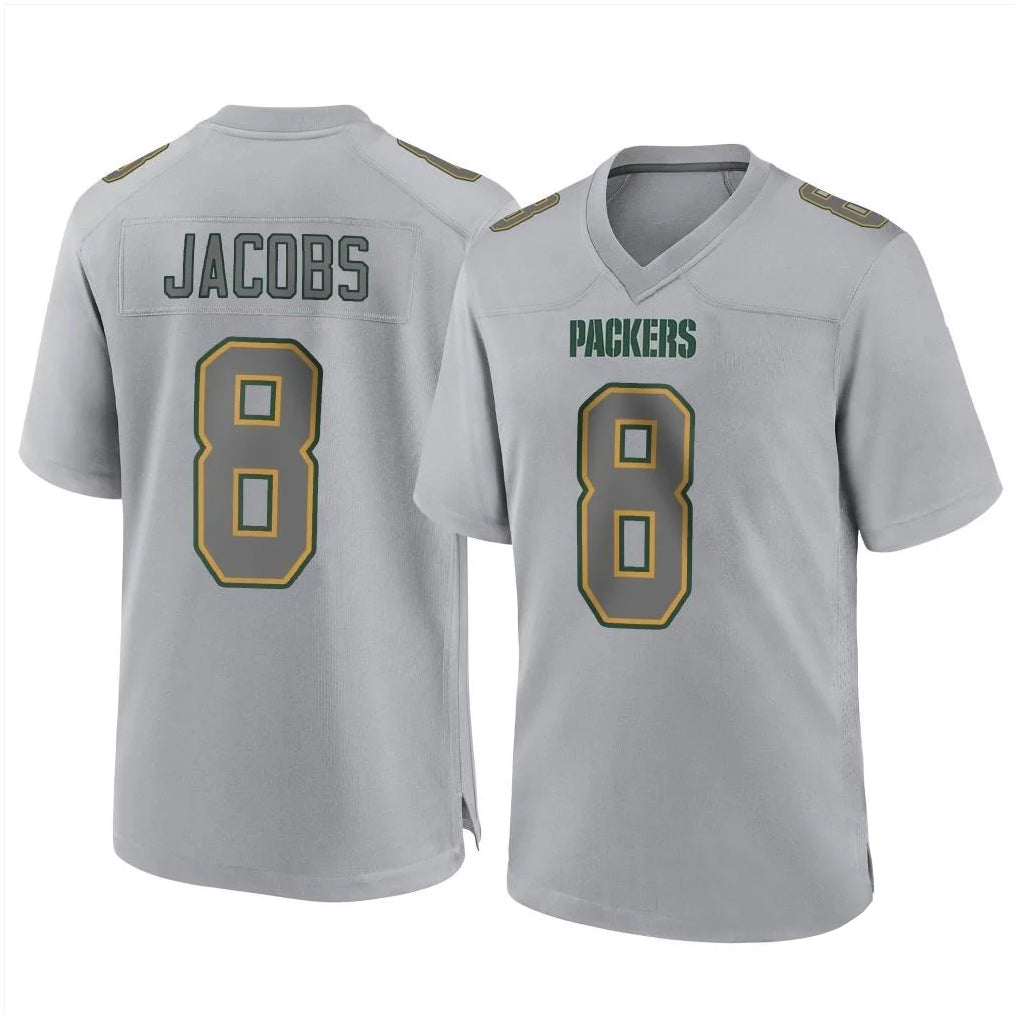 Parkc GB.Packers #8 Josh Jacobs Player Gray Atmosphere Fashion Home Game Stitched Jerseys