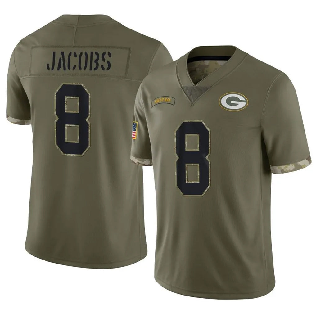 Parkc GB.Packers #8 Josh Jacobs Player Olive Salute To Service Limited Stitched Jerseys