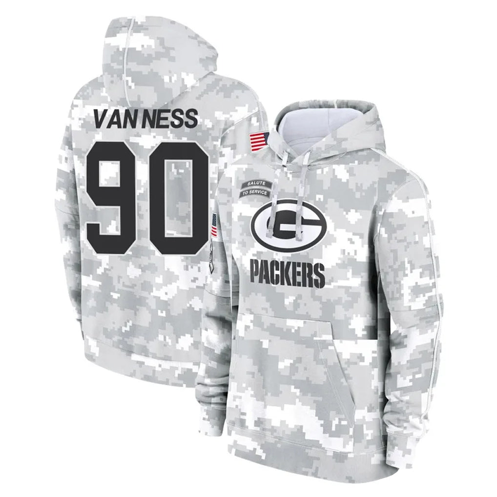 Parkc GB.Packers #90 Lukas Van Ness Player Arctic Camo Salute to Service Hoodies Limited Game Stitched Jerseys