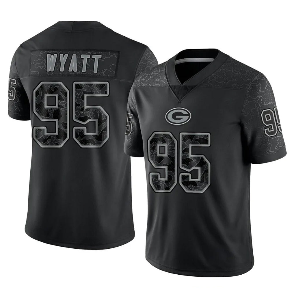 Parkc GB.Packers #95 Devonte Wyatt Player Black Reflective Limited Home Game Stitched Jerseys