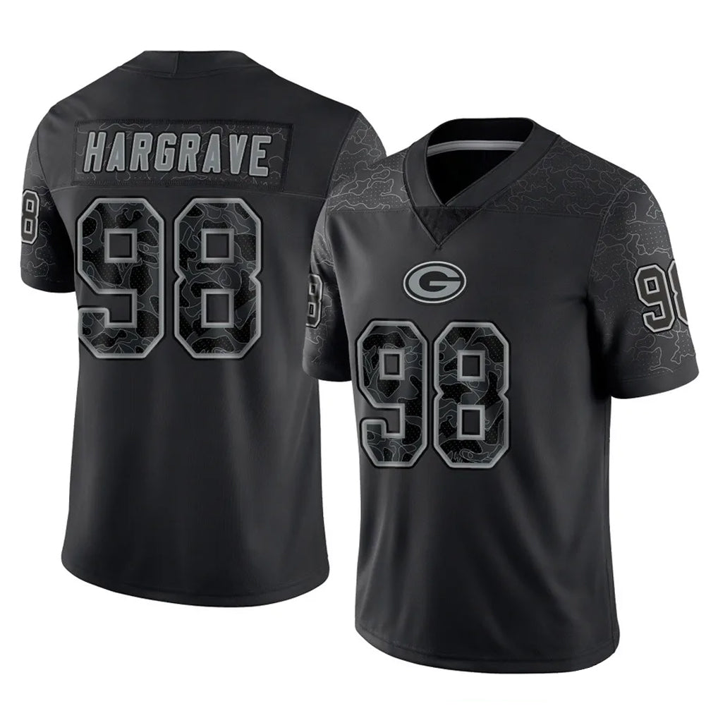 Parkc GB.Packers #98 Javon Hargrave Player Black Reflective Limited Home Game Stitched Jerseys