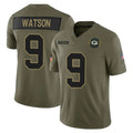 Parkc GB.Packers #9 Christian Watson Player Olive 2025 Salute To Service Limited Home Game Stitched Jerseys