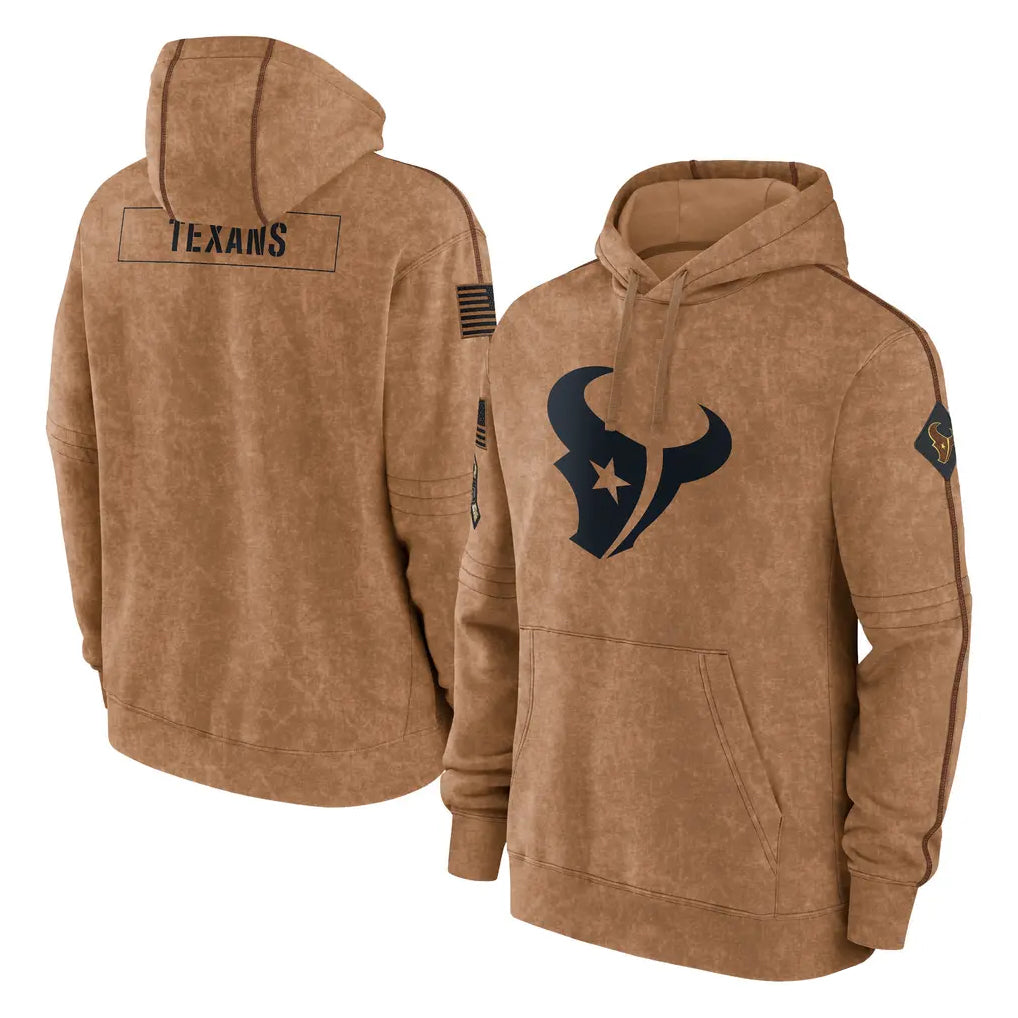 Parkc H.Texans Brown Salute to Service Hoodies Limited Game Blank Player Stitched Jerseys