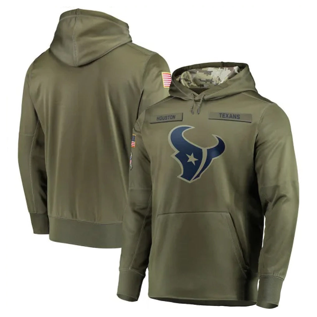 Parkc H.Texans Olive Salute to Service Pullover Hoodies Home Game Blank Player Stitched Jerseys
