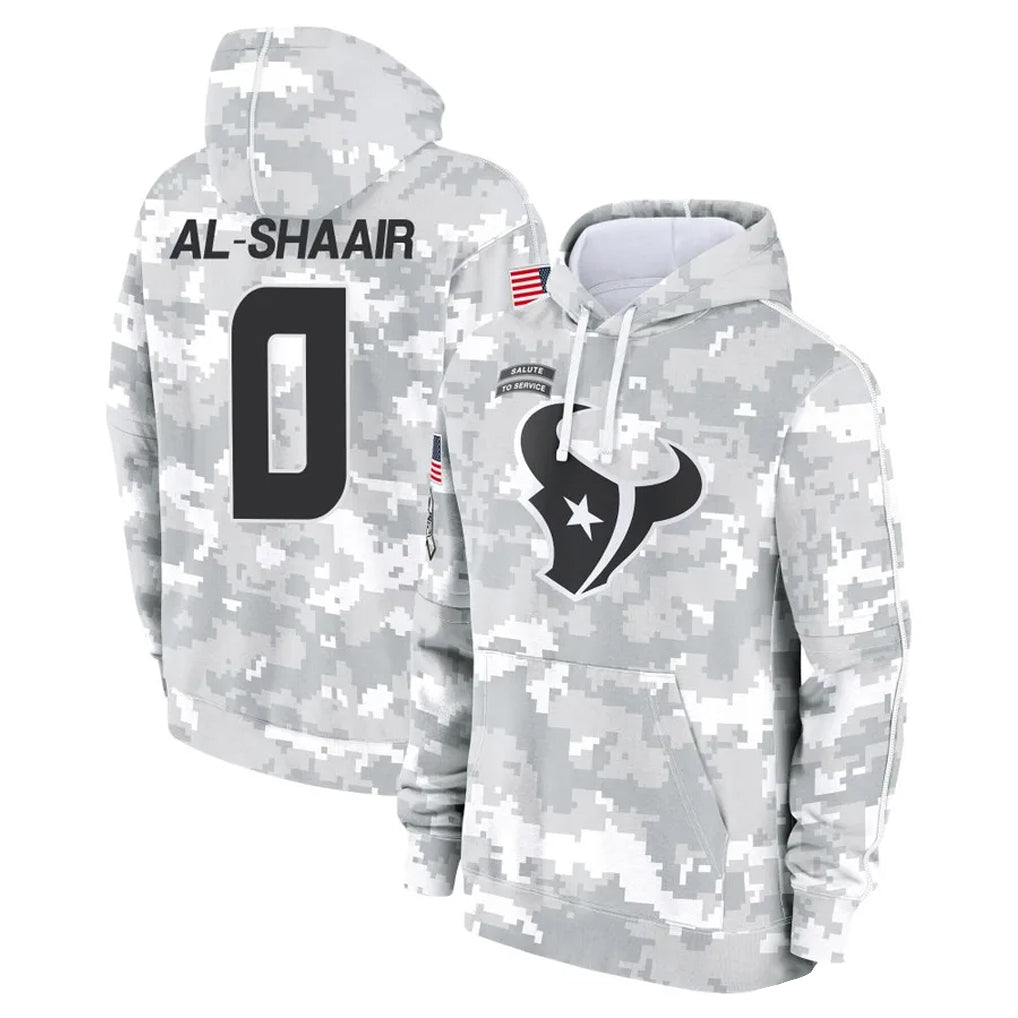 Parkc H.Texans #0 Azeez Al-Shaair Player Arctic Camo Salute to Service Hoodies Limited Game Stitched Jerseys