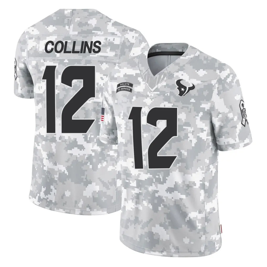 Parkc H.Texans #12 Nico Collins Player Arctic Camo Salute To Service Limited Game Stitched Jerseys