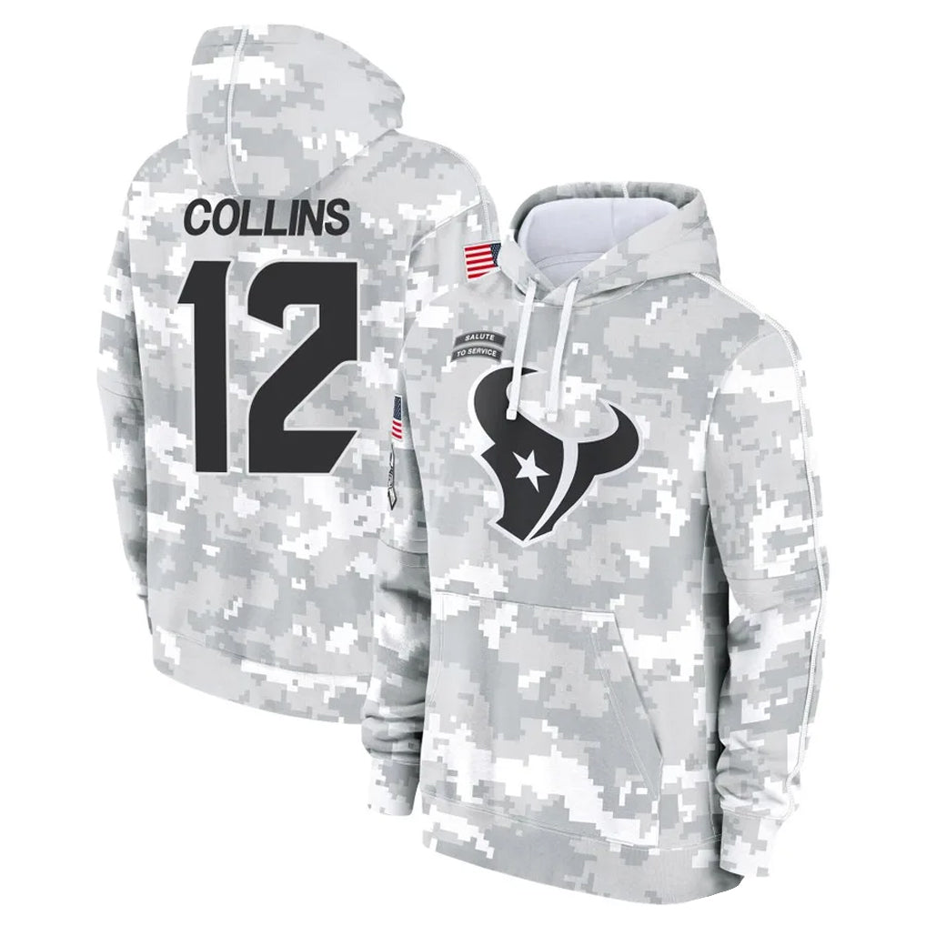 Parkc H.Texans #12 Nico Collins Player Arctic Camo Salute to Service Hoodies Limited Game Stitched Jerseys