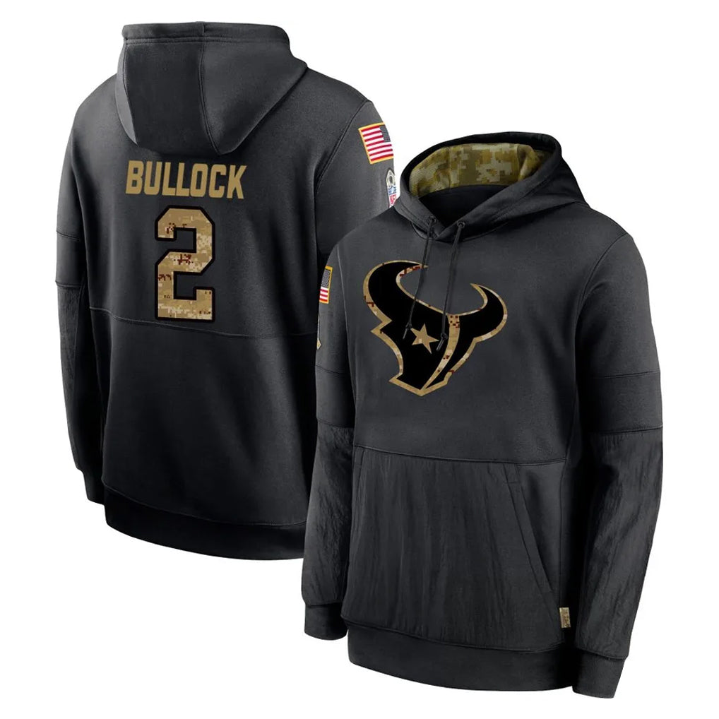 Parkc H.Texans #2 Calen Bullock Player Black Salute to Service Hoodies Limited Game Stitched Jerseys