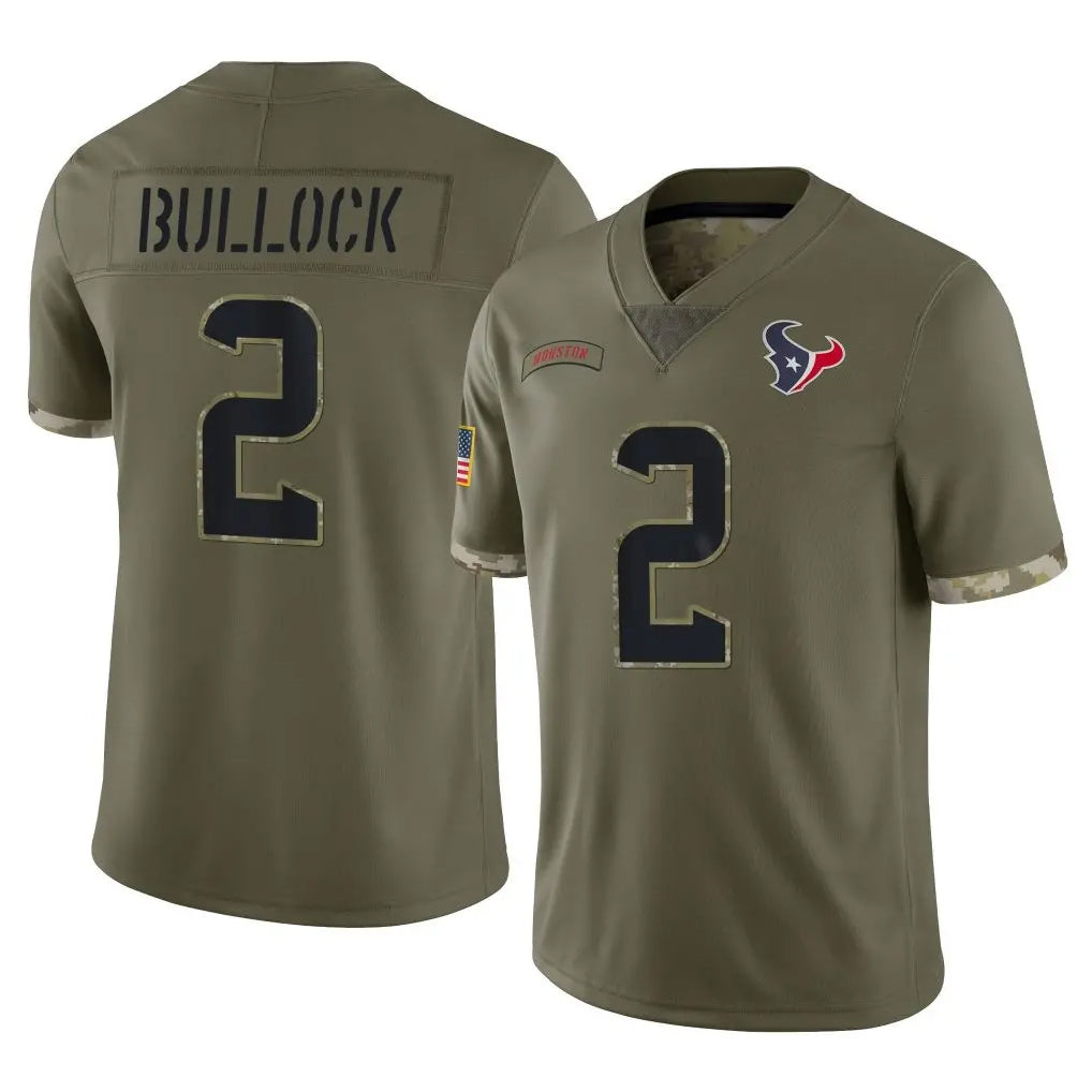 Parkc H.Texans #2 Calen Bullock Player Olive Salute To Service Limited Stitched Jerseys