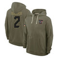 Parkc H.Texans #2 Calen Bullock Player Olive Salute to Service Pullover Hoodies Limited Stitched Jerseys