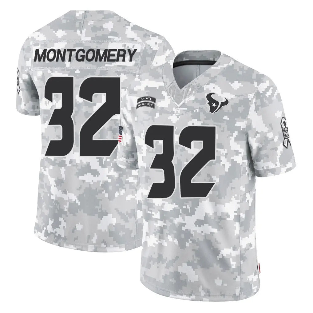 Parkc H.Texans #32 David Montgomery Player Arctic Camo Salute To Service Limited Game Stitched Jerseys