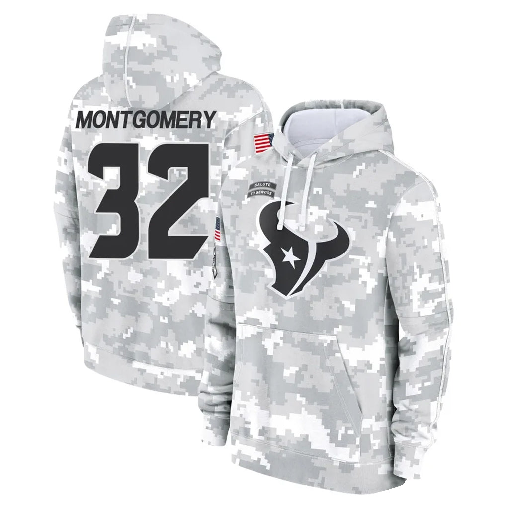 Parkc H.Texans #32 David Montgomery Player Arctic Camo Salute to Service Hoodies Limited Game Stitched Jerseys