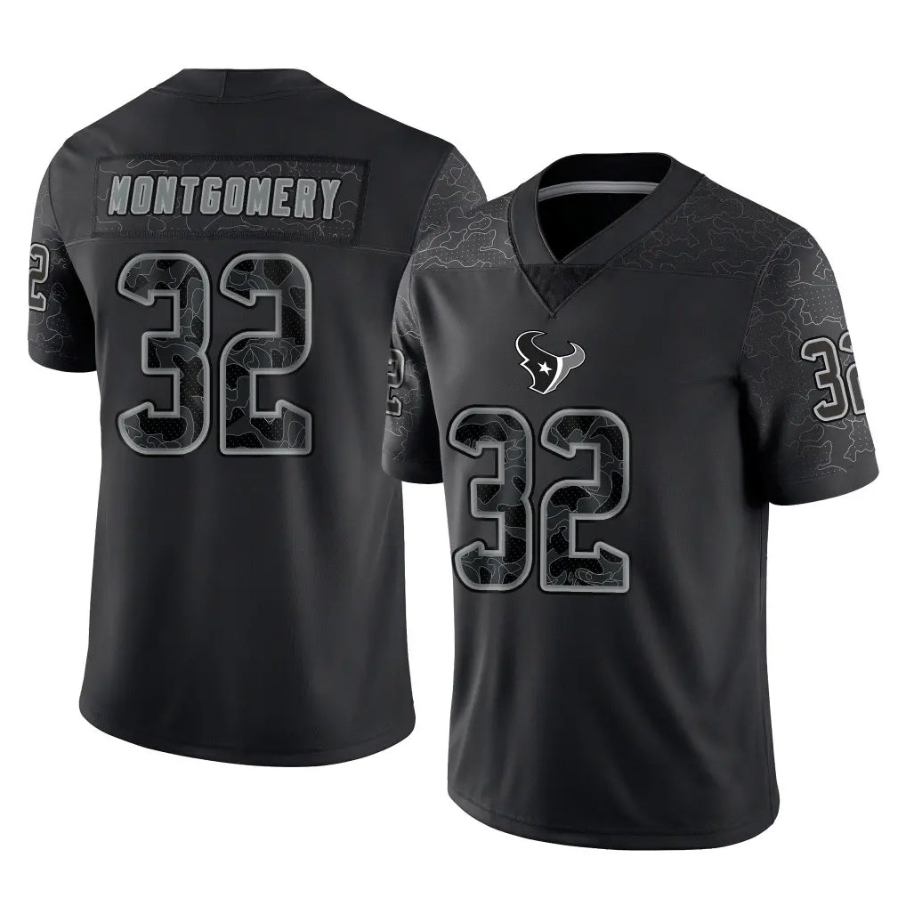 Parkc H.Texans #32 David Montgomery Player Black Reflective Limited Game Stitched Jerseys