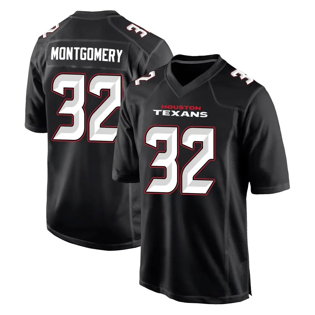 Parkc H.Texans #32 David Montgomery Player Carbon Black Fashion Home Game Stitched Jerseys
