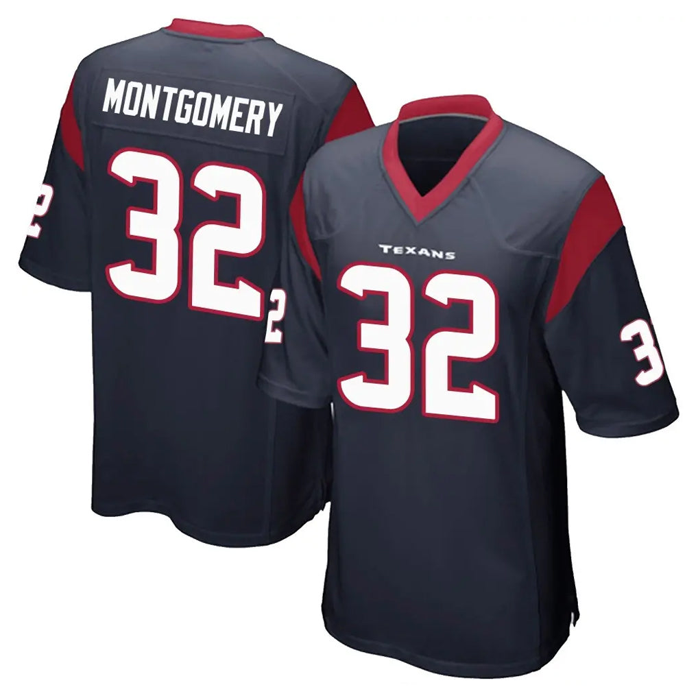 Parkc H.Texans #32 David Montgomery Player Navy Home Game Stitched Jerseys