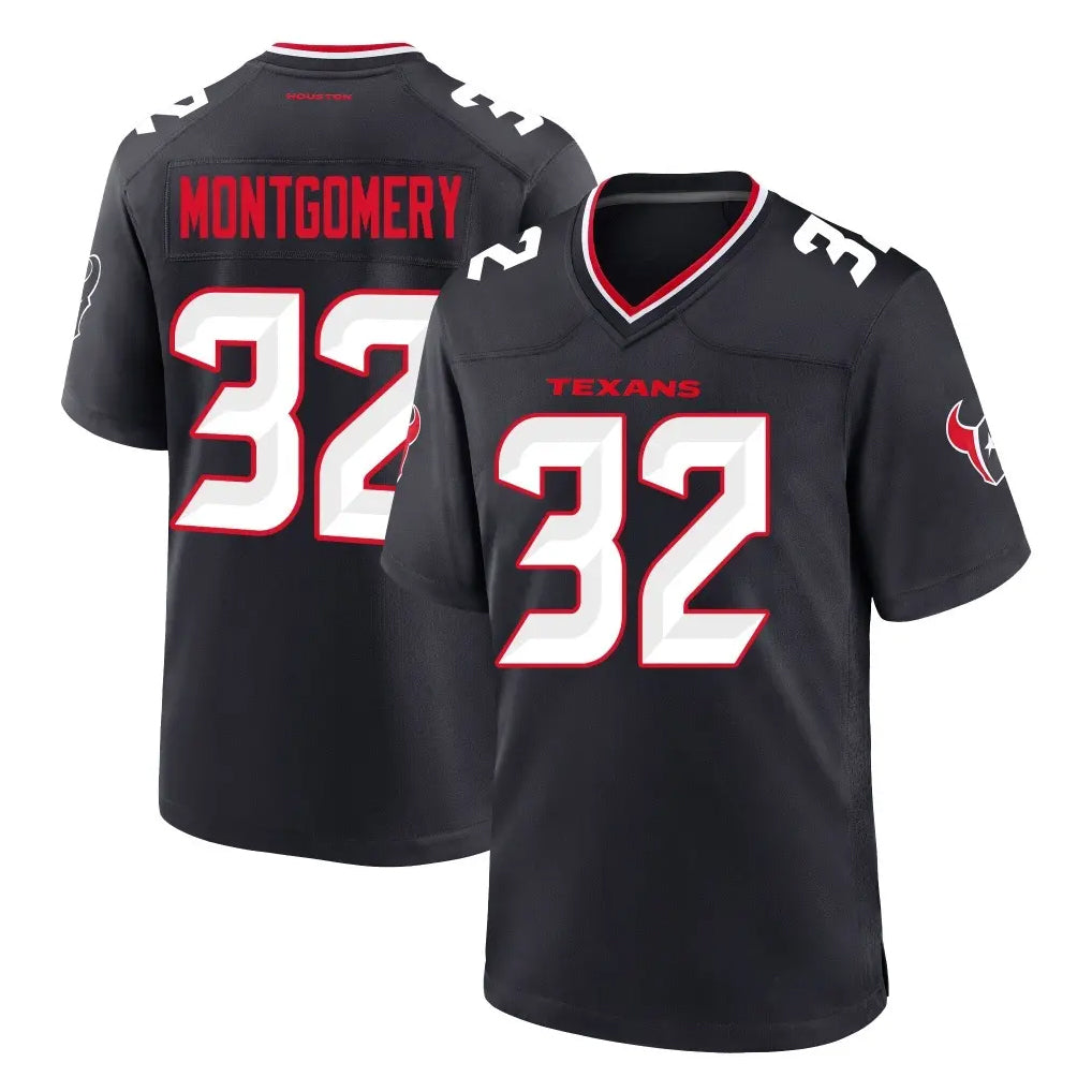 Parkc H.Texans #32 David Montgomery Player Navy Team Home Game Stitched Jerseys