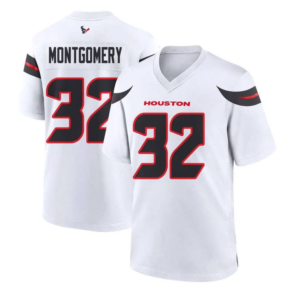 Parkc H.Texans #32 David Montgomery Player White Home Game Stitched Jerseys