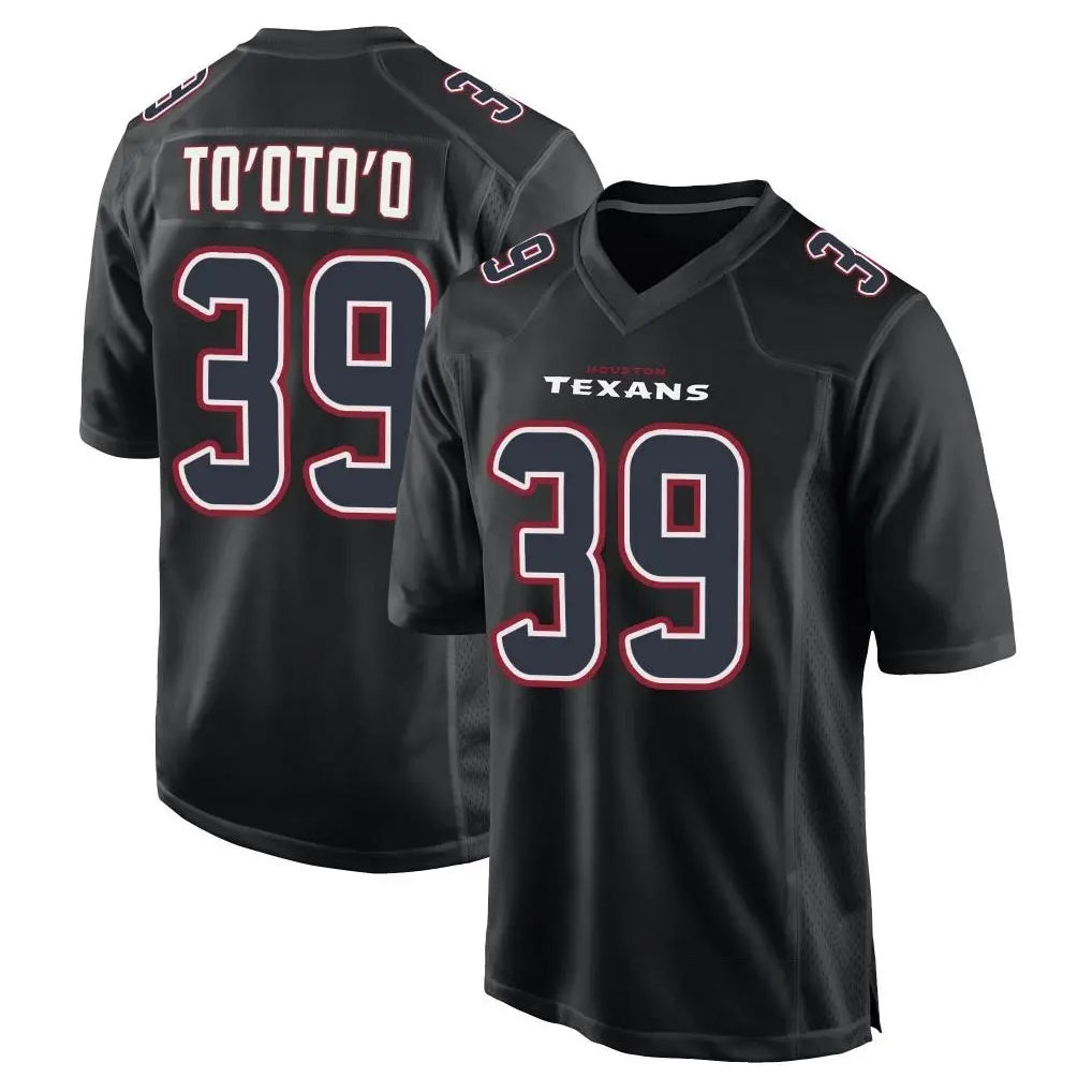 Parkc H.Texans #39 Henry To'oTo'o Player Black Fashion Home Game Stitched Jerseys