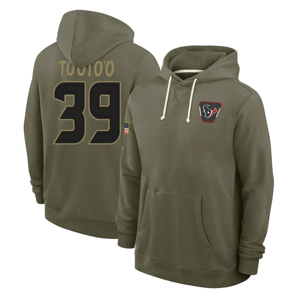 Parkc H.Texans #39 Henry To'oTo'o Player Olive Salute to Service Pullover Hoodies Limited Stitched Jerseys