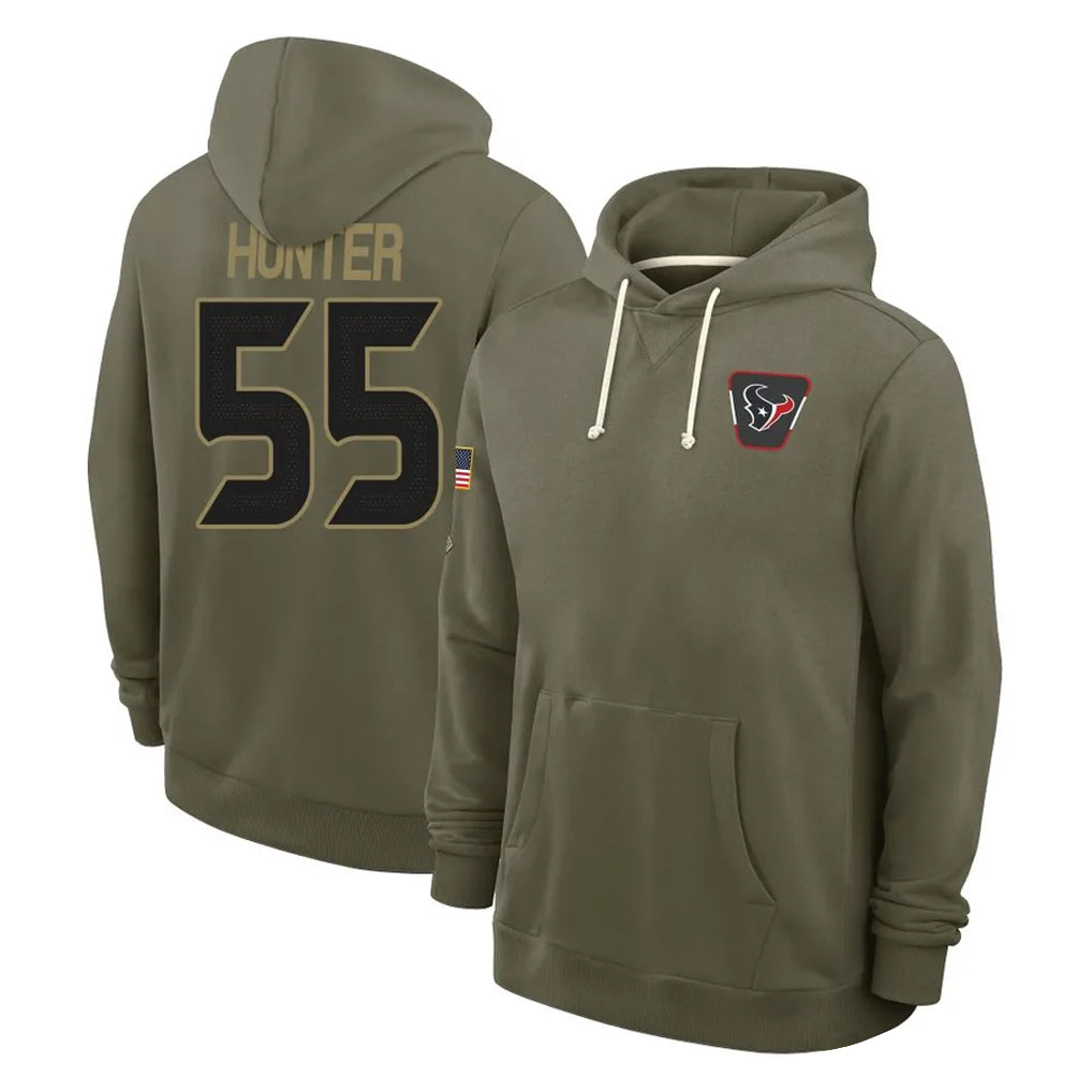 Parkc H.Texans #55 Danielle Hunter Player Olive Salute to Service Pullover Hoodies Limited Stitched Jerseys