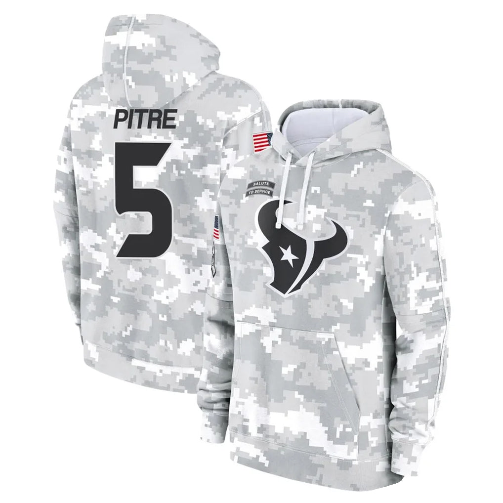 Parkc H.Texans #5 Jalen Pitre Player Arctic Camo Salute to Service Hoodies Limited Game Stitched Jerseys