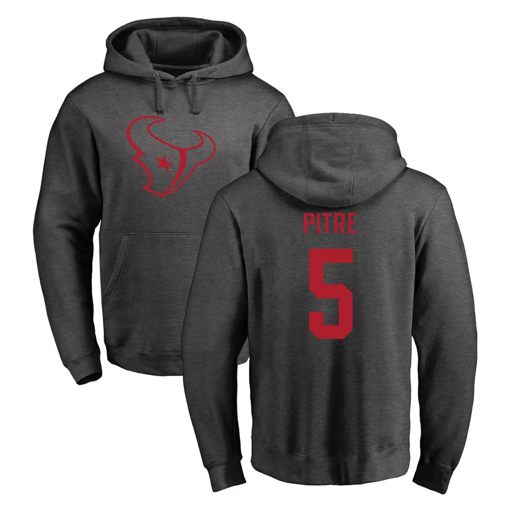 Parkc H.Texans #5 Jalen Pitre Player Gray Pro Line Pullover Hoodie Limited Game Stitched Jerseys