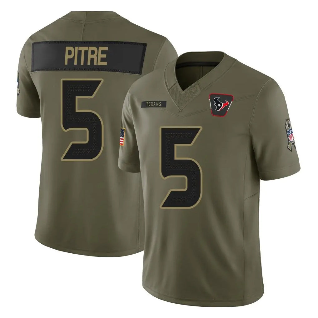 Parkc H.Texans #5 Jalen Pitre Player Olive 2025 Salute To Service Limited Game Stitched Jerseys