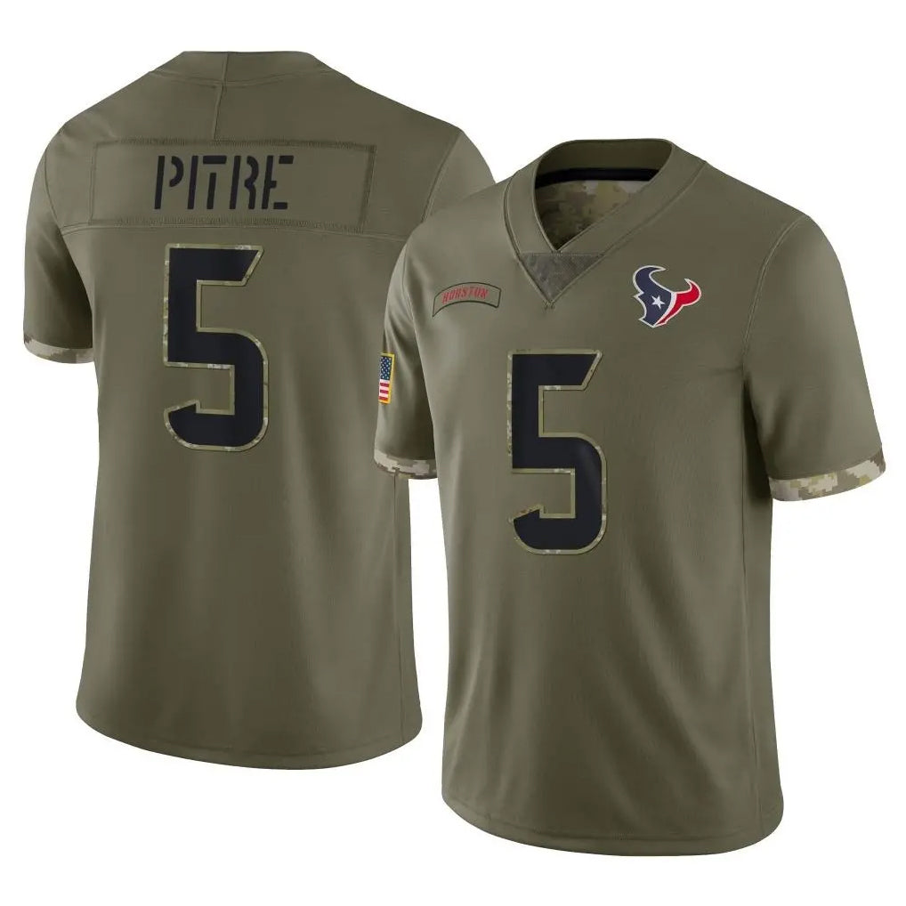 Parkc H.Texans #5 Jalen Pitre Player Olive Salute To Service Limited Stitched Jerseys