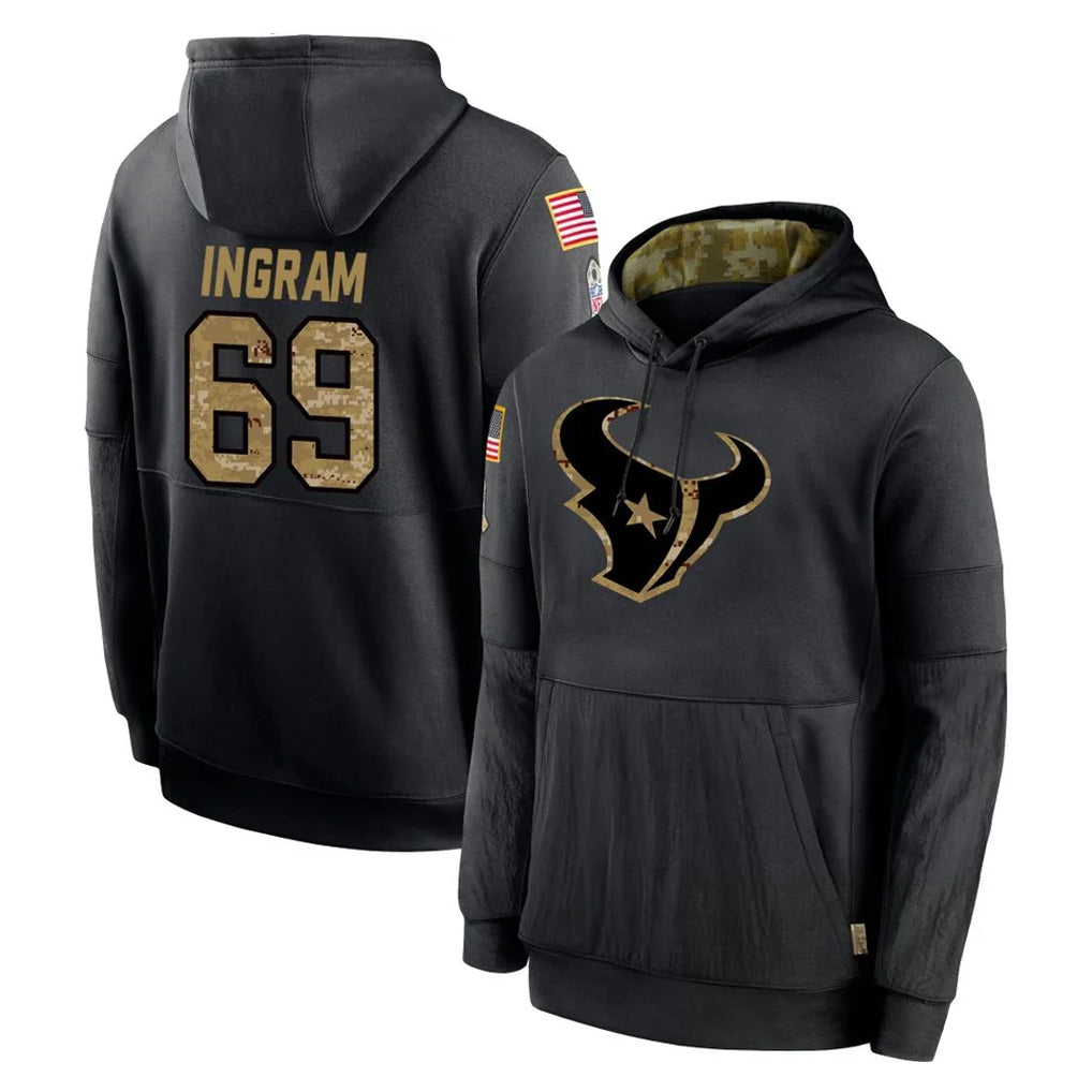 Parkc H.Texans #69 Ed Ingram Player Black Salute to Service Hoodies Limited Game Stitched Jerseys