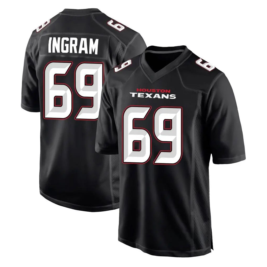 Parkc H.Texans #69 Ed Ingram Player Carbon Black Fashion Home Game Stitched Jerseys