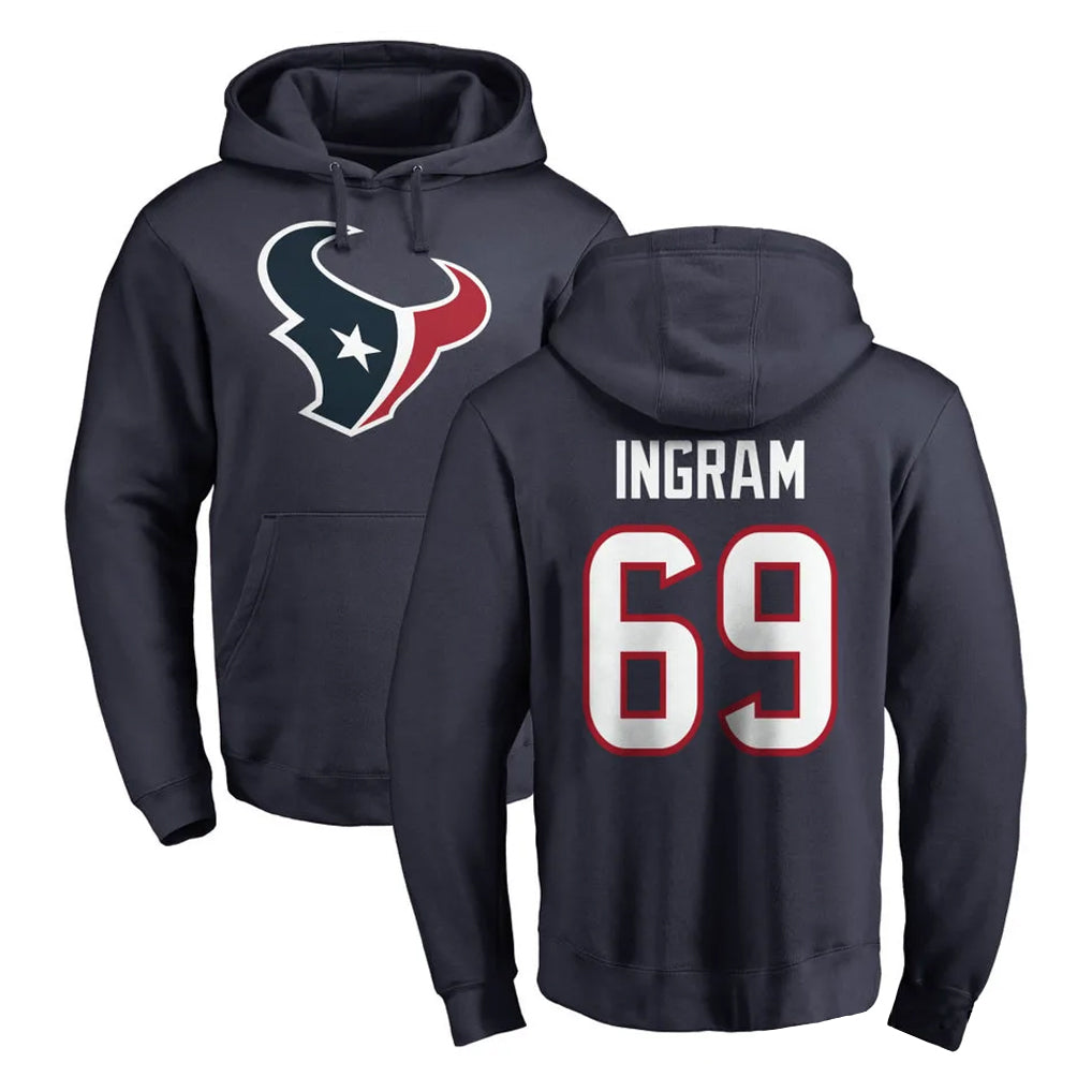 Parkc H.Texans #69 Ed Ingram Player Navy Pro Line Pullover Hoodie Limited Game Stitched Jerseys