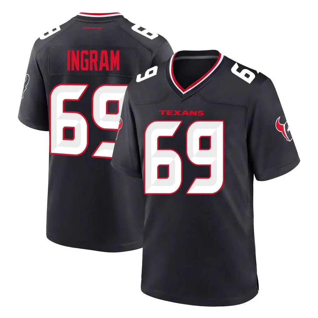 Parkc H.Texans #69 Ed Ingram Player Navy Team Home Game Stitched Jerseys