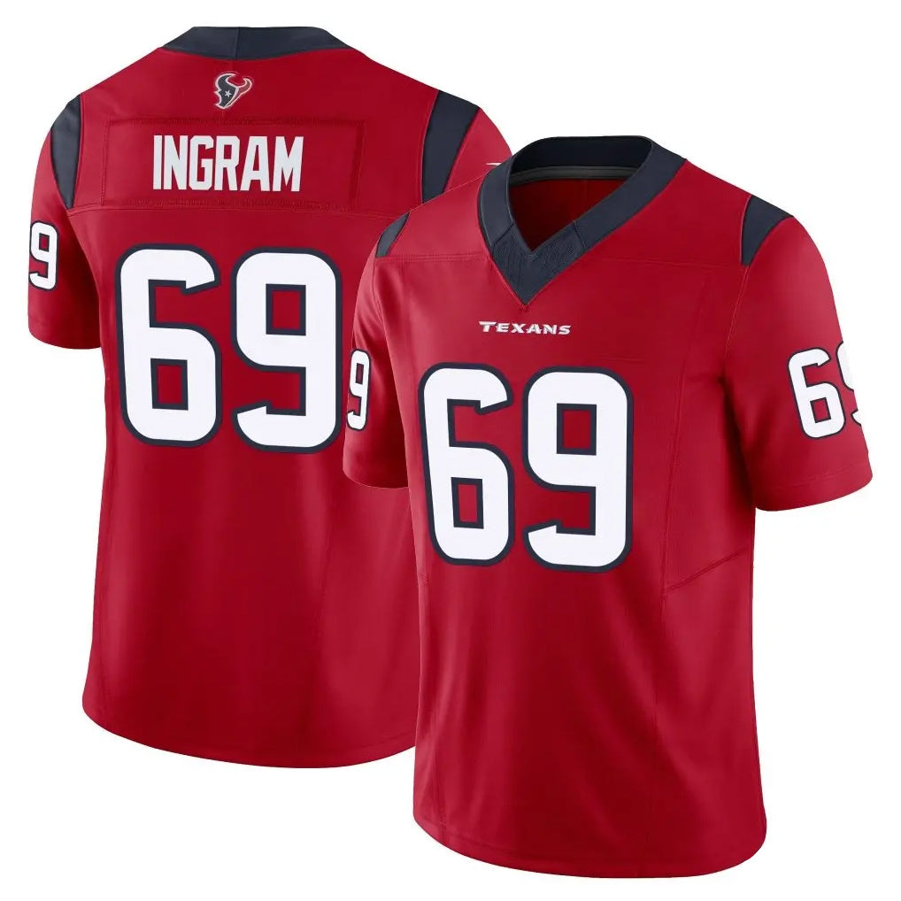 Parkc H.Texans #69 Ed Ingram Player Red Limited Vapor F.U.S.E. Home Game Stitched Jerseys