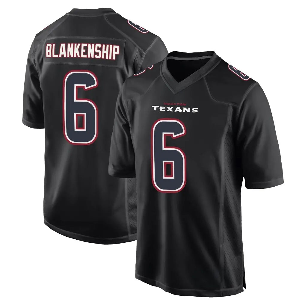 Parkc H.Texans #6 Reed Blankenship Player Black Fashion Home Game Stitched Jerseys