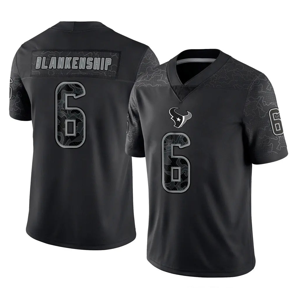 Parkc H.Texans #6 Reed Blankenship Player Black Reflective Limited Game Stitched Jerseys