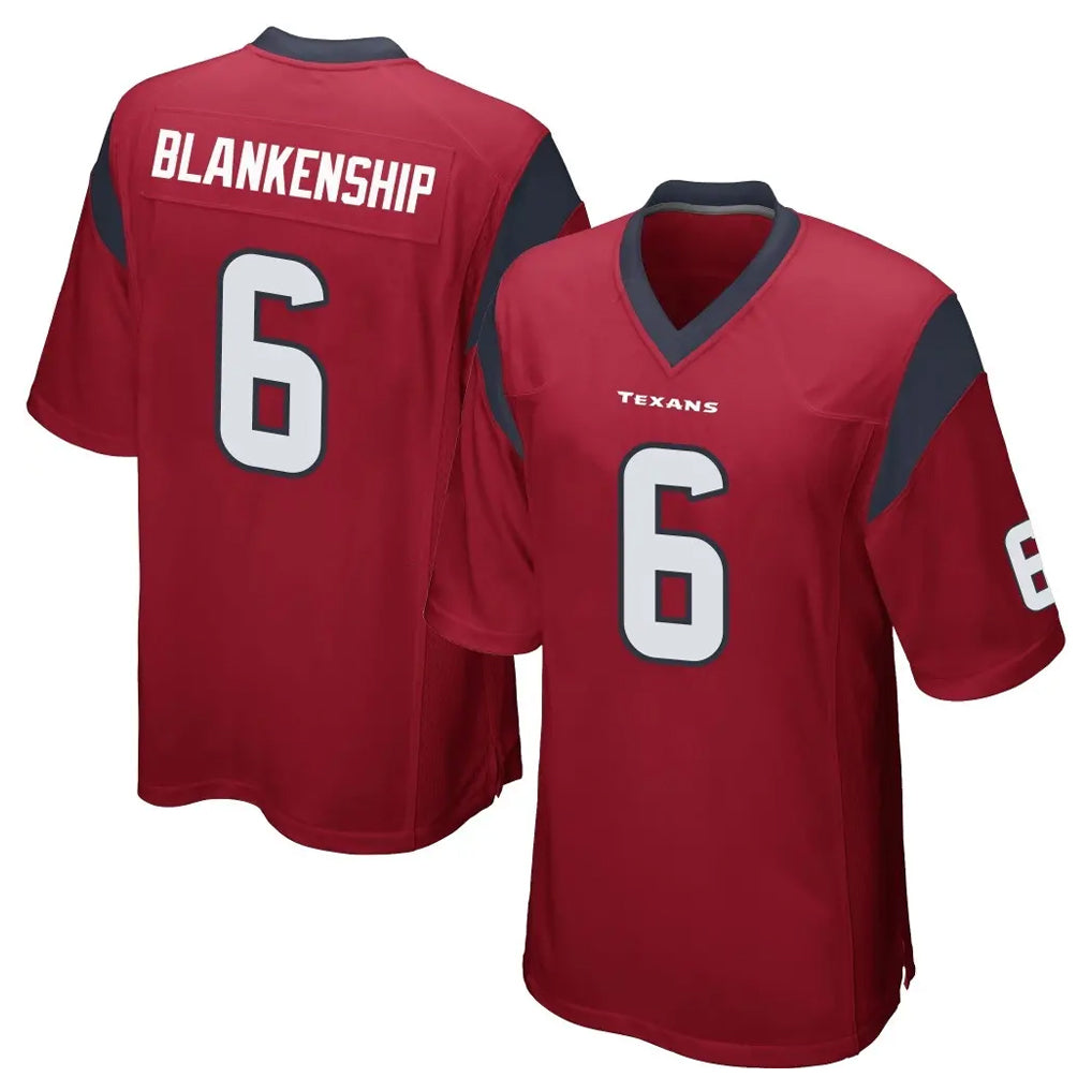 Parkc H.Texans #6 Reed Blankenship Player Red Home Game Stitched Jerseys