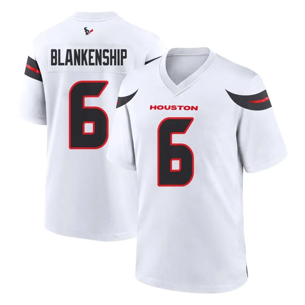 Parkc H.Texans #6 Reed Blankenship Player White Home Game Stitched Jerseys