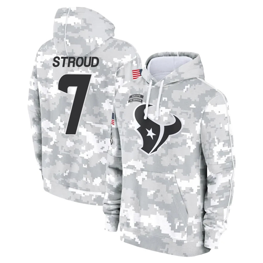 Parkc H.Texans #7 CJ Stroud Player Arctic Camo Salute to Service Hoodies Limited Game Stitched Jerseys
