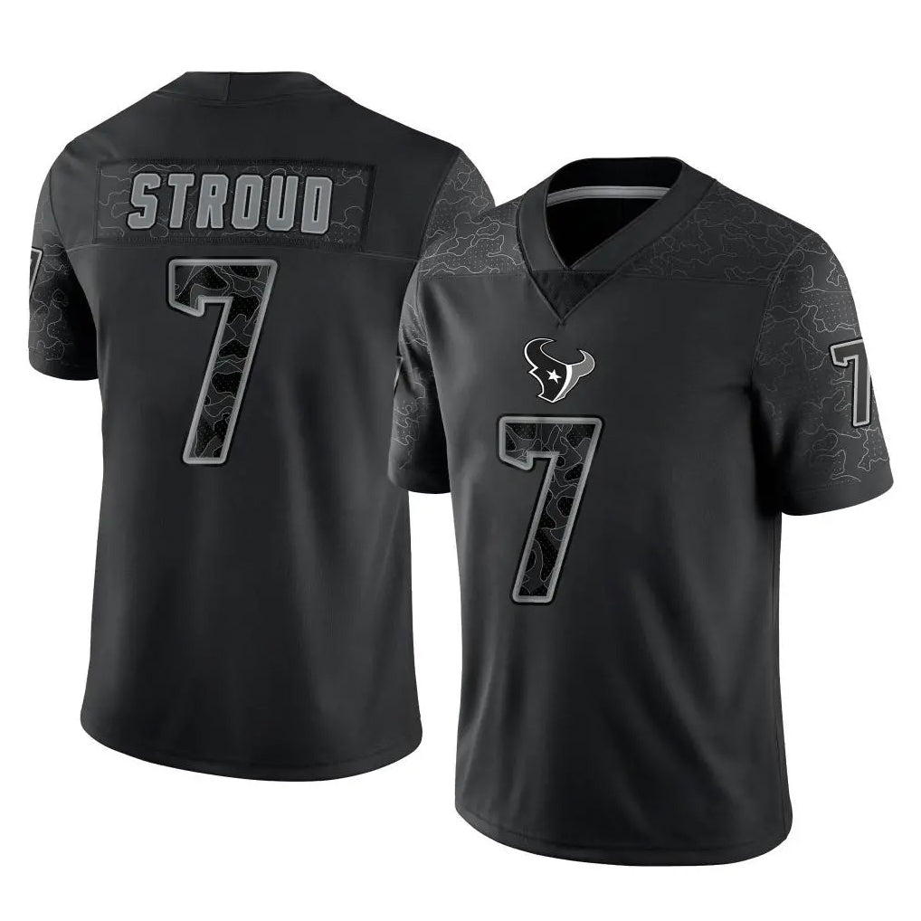 Parkc H.Texans #7 CJ Stroud Player Black Reflective Limited Game Stitched Jerseys