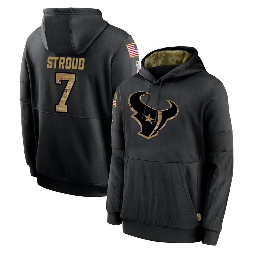 Parkc H.Texans #7 CJ Stroud Player Black Salute to Service Hoodies Limited Game Stitched Jerseys