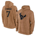 Parkc H.Texans #7 CJ Stroud Player Brown Salute to Service Hoodies Limited Game Stitched Jerseys