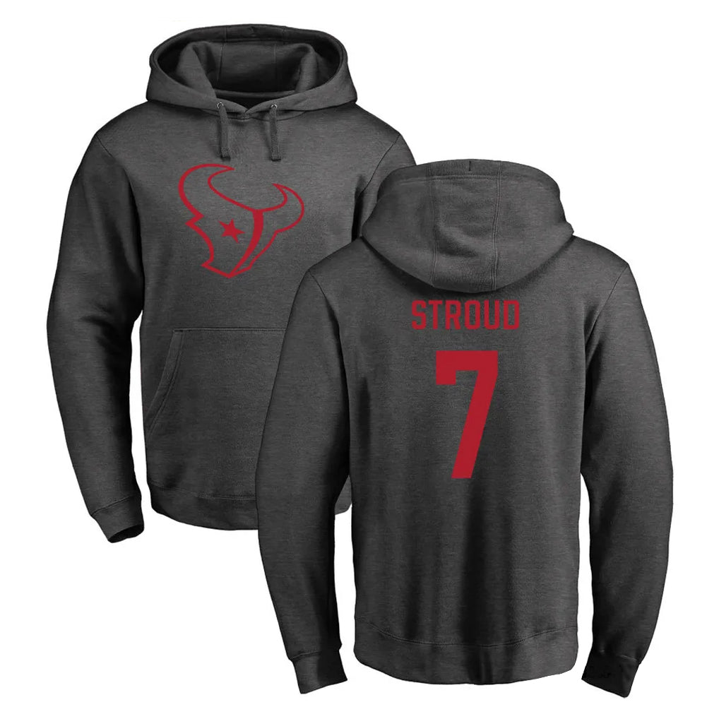 Parkc H.Texans #7 CJ Stroud Player Gray Pro Line Pullover Hoodie Limited Game Stitched Jerseys