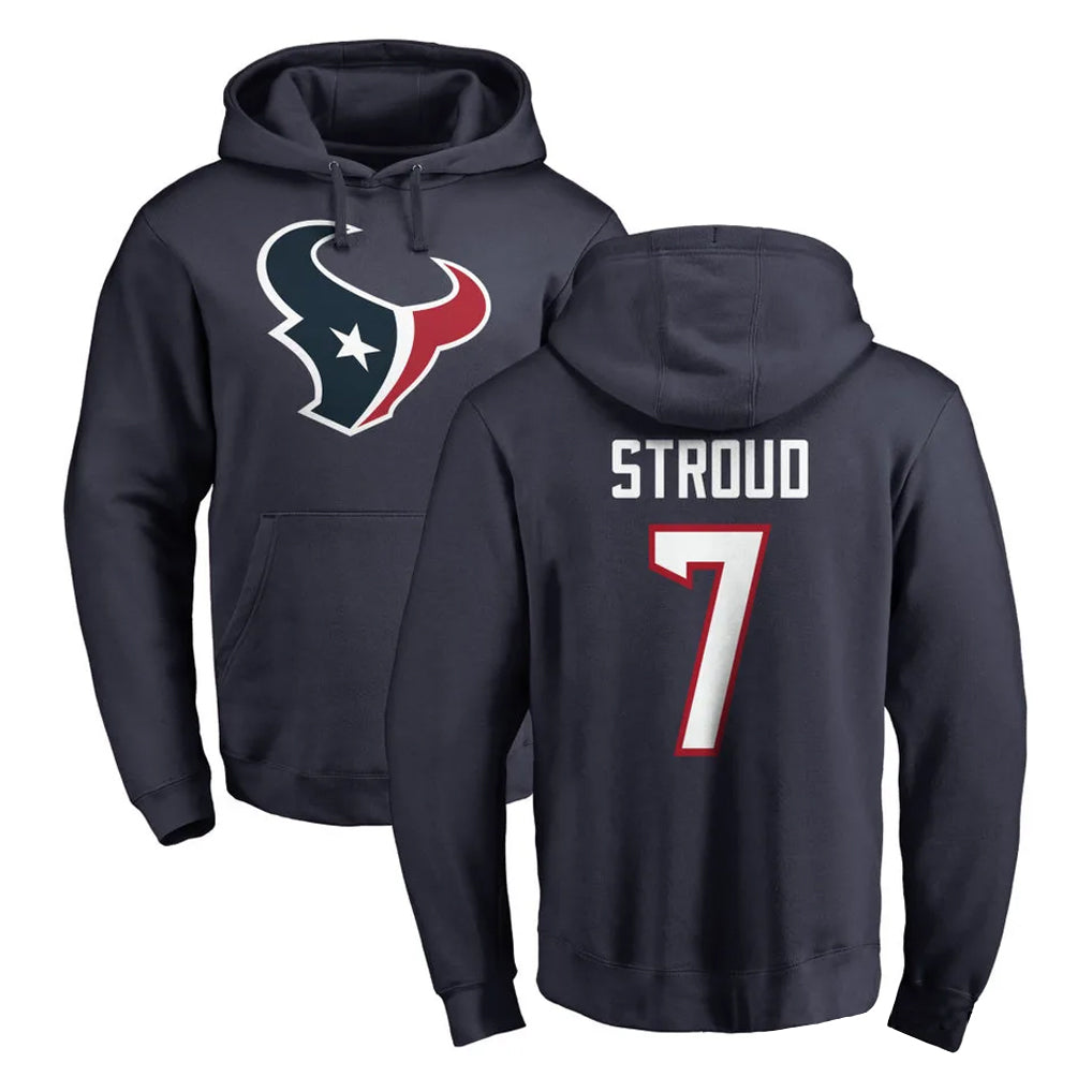 Parkc H.Texans #7 CJ Stroud Player Navy Pro Line Pullover Hoodie Limited Game Stitched Jerseys
