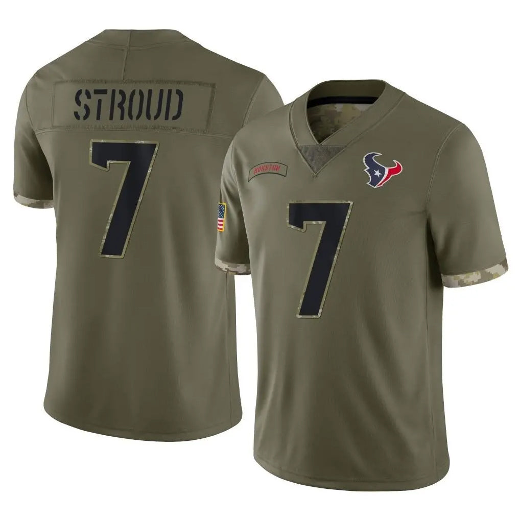 Parkc H.Texans #7 CJ Stroud Player Olive Salute To Service Limited Stitched Jerseys