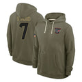 Parkc H.Texans #7 CJ Stroud Player Olive Salute to Service Pullover Hoodies Limited Stitched Jerseys