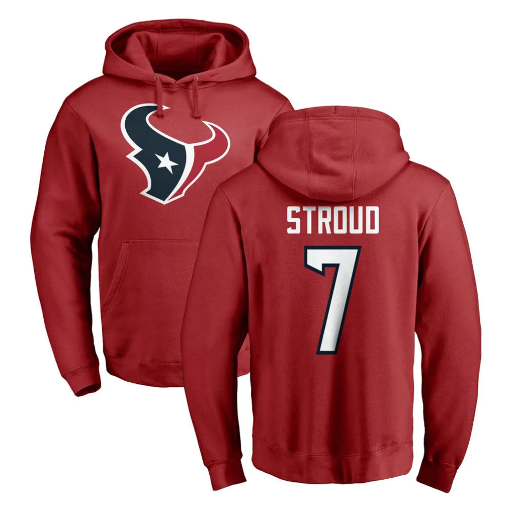 Parkc H.Texans #7 CJ Stroud Player Red Pro Line Pullover Hoodie Limited Game Stitched Jerseys
