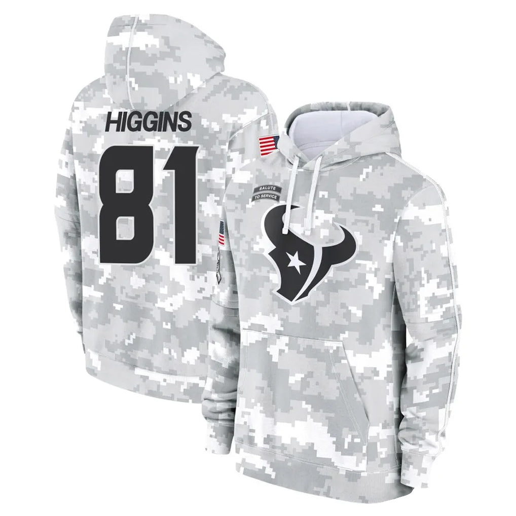 Parkc H.Texans #81 Jayden Higgins Player Arctic Camo Salute to Service Hoodies Limited Game Stitched Jerseys