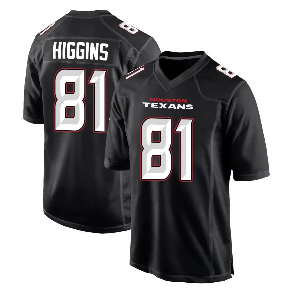 Parkc H.Texans #81 Jayden Higgins Player Carbon Black Fashion Home Game Stitched Jerseys