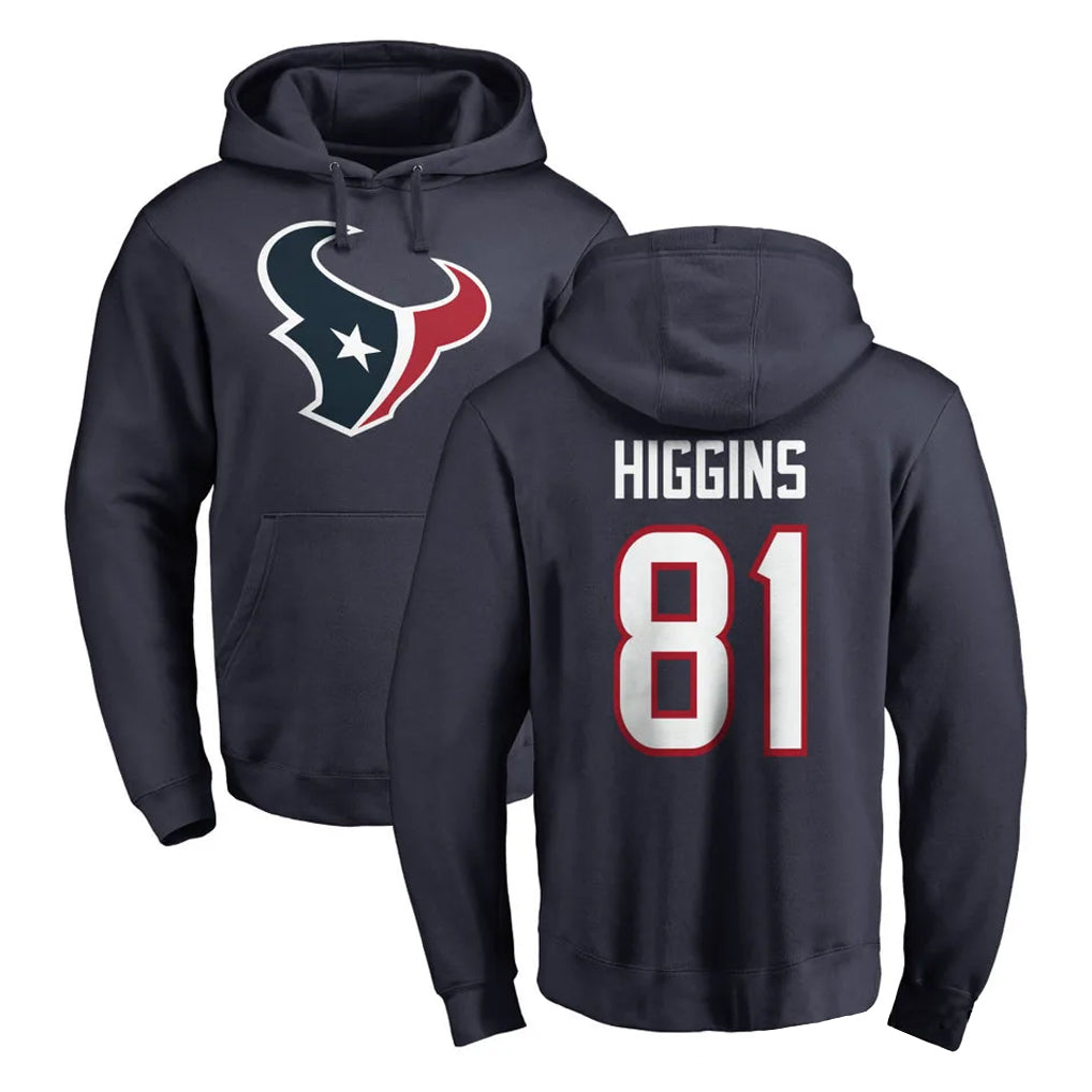 Parkc H.Texans #81 Jayden Higgins Player Navy Pro Line Pullover Hoodie Limited Game Stitched Jerseys